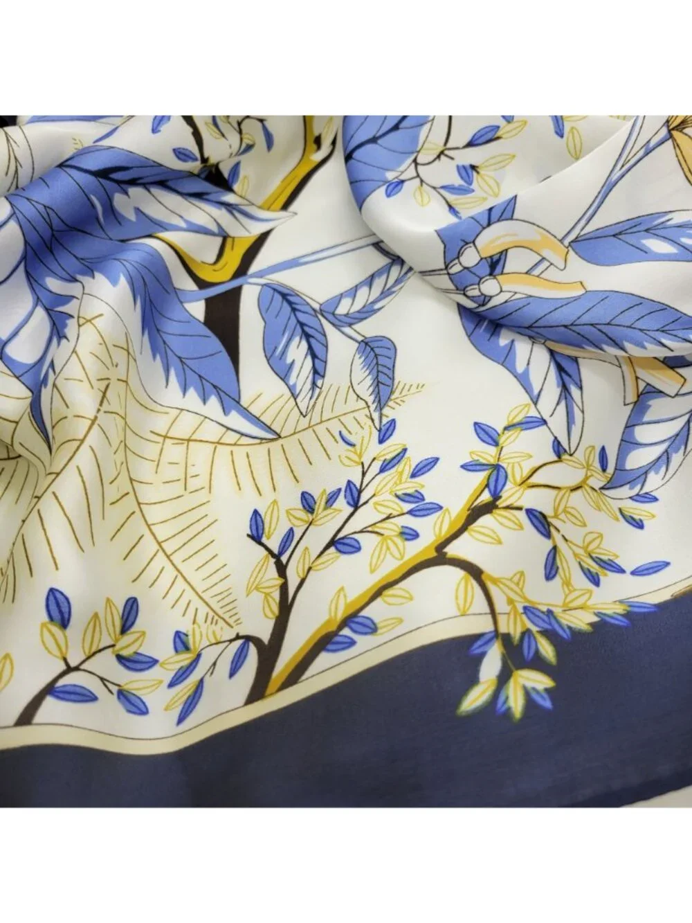 ✨Elegant Nautical Silky Square Scarf Bandana Luxury Scarf Blue Beige Luxury New✨